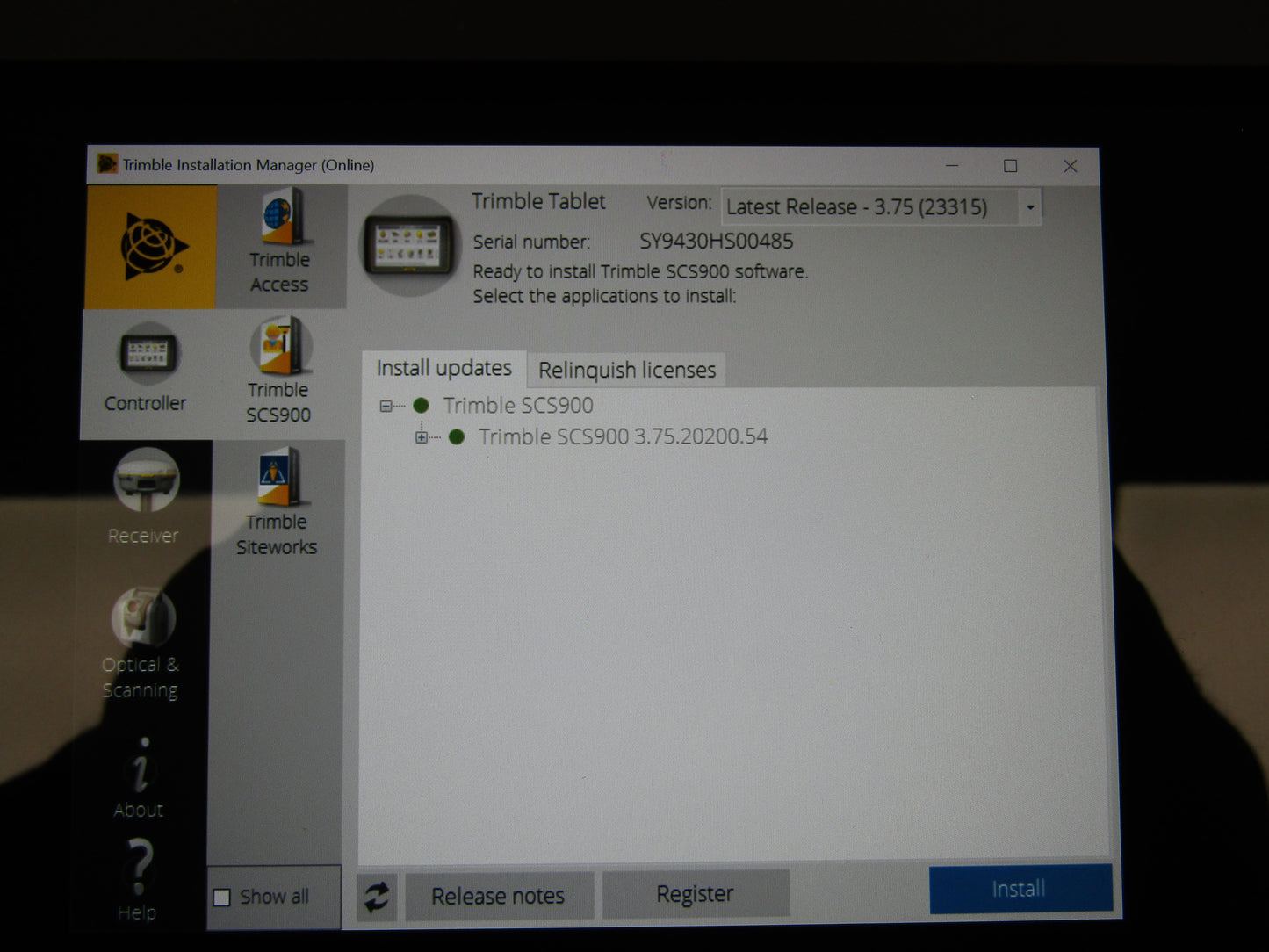 Used TAB81 Trimble Site Tablet 10 Kenai With SCS900/Siteworks-Radio-Pole Bracket